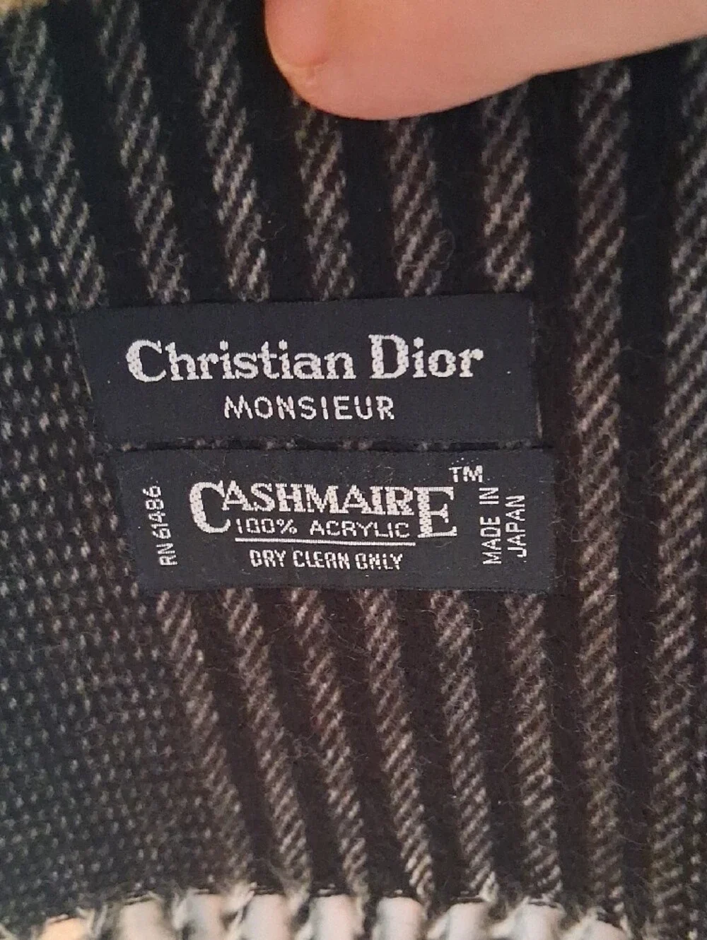Dior Monsieur Black and Brown Striped Scarf